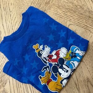 Disney Mickey Mouse Friends T Shirt Blue Stars Kids M 5/6 Goofy‎ Donald Pluto